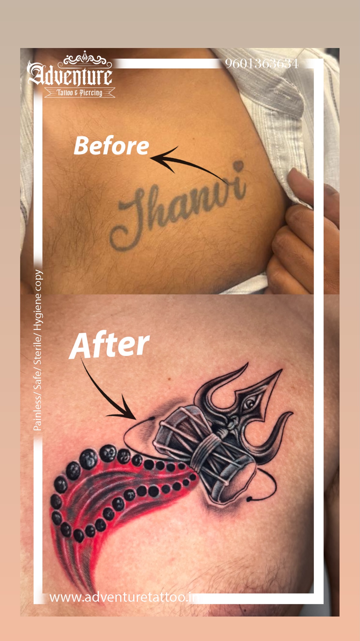 Black Grey Cover Up Tattoo Ahmedabad